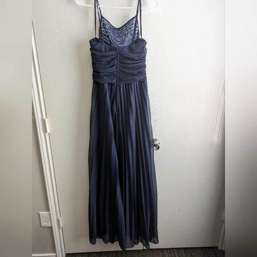 Blue Pleated Formal Dress Size 14 - Picture 5 of 8